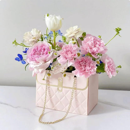 LONG XIN SERIES 12PCS Pink Cardboard Wrapping Gift Bags for Bouquets