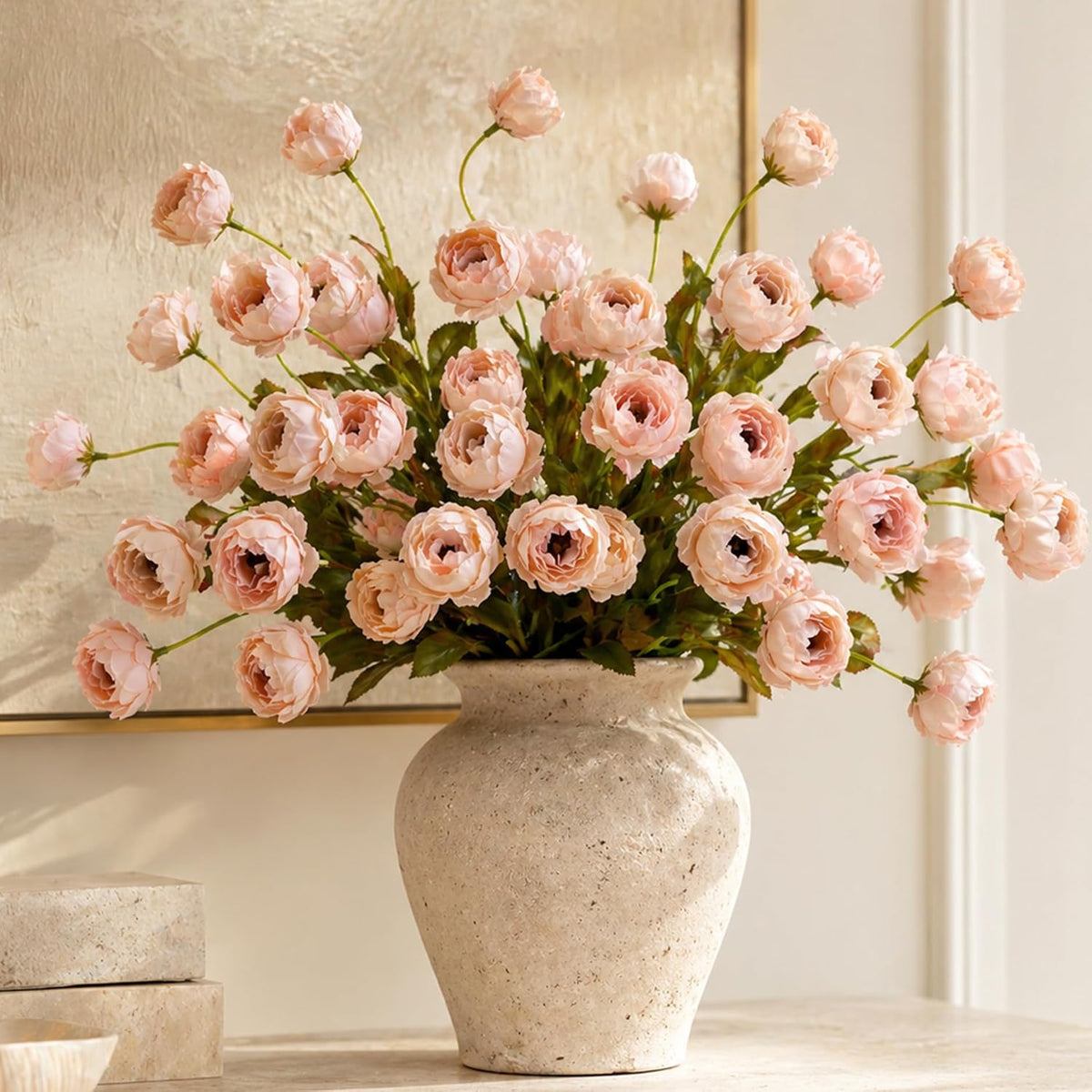 6 Pcs Peony Artificial Flowers, 27" Fake Silk Peonies Flowers for Vase, Bulk Fake Peonies Branches with Long Stems for Wedding Bouquets Centerpieces Office Decor DIY Arrangements, Pink