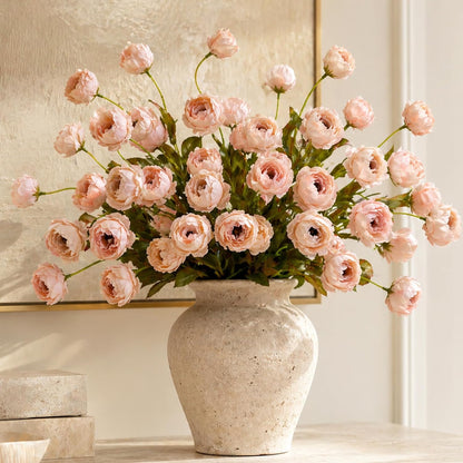6 Pcs Peony Artificial Flowers, 27" Fake Silk Peonies Flowers for Vase, Bulk Fake Peonies Branches with Long Stems for Wedding Bouquets Centerpieces Office Decor DIY Arrangements, Pink