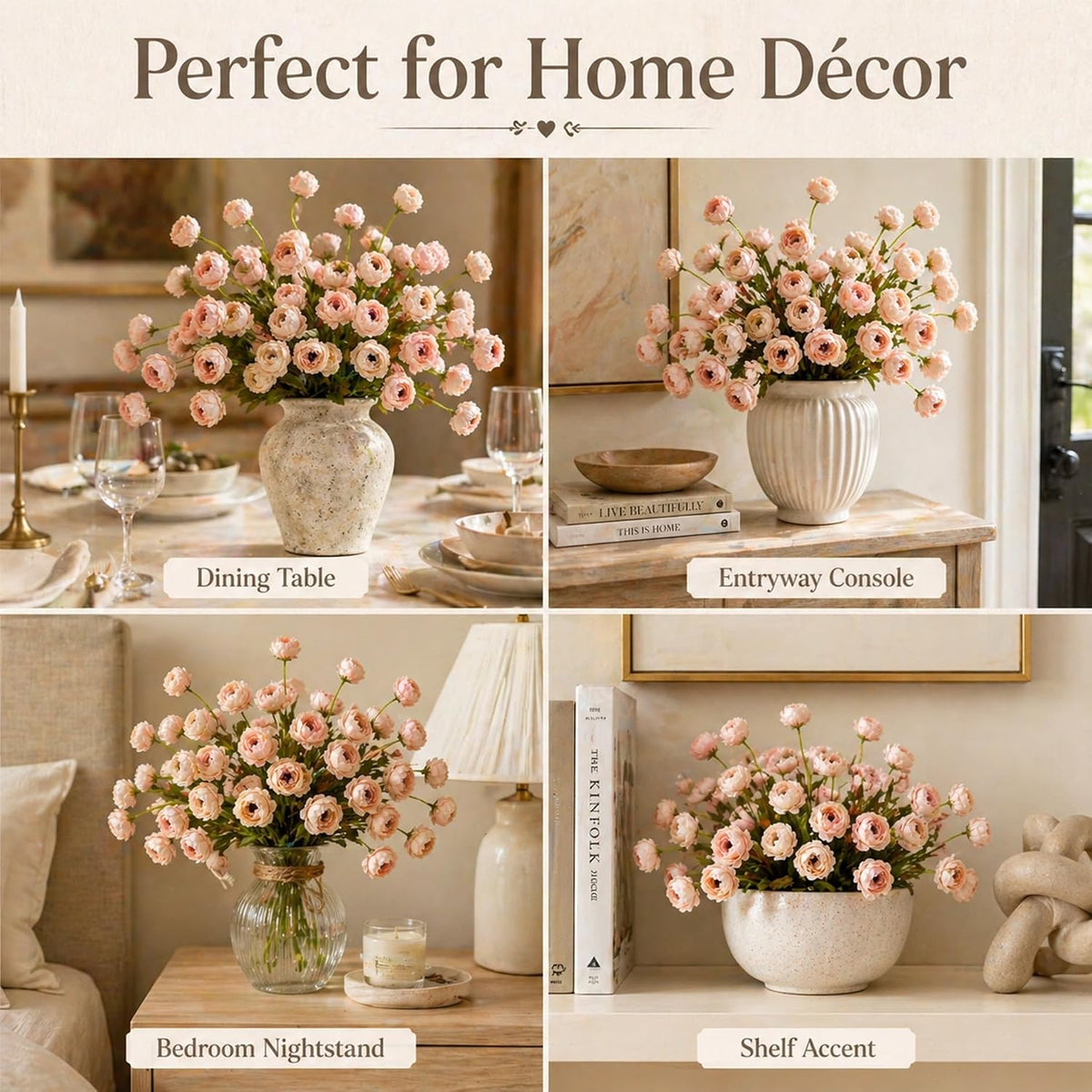 6 Pcs Peony Artificial Flowers, 27" Fake Silk Peonies Flowers for Vase, Bulk Fake Peonies Branches with Long Stems for Wedding Bouquets Centerpieces Office Decor DIY Arrangements, Pink