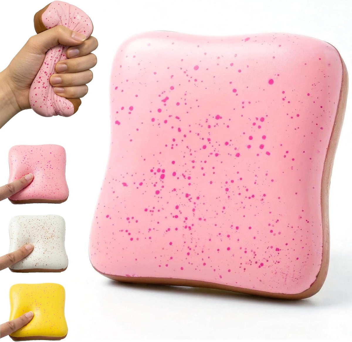 Slow Rising Squishy Butter Bread Squishy, Sensory Fidget Toys for Adults & Teens ADHD Anxiety Relief, Realistic Bread Squishy with Butter Scent, Fun Party Favors & Stocking Stuffers Gift (Pink)
