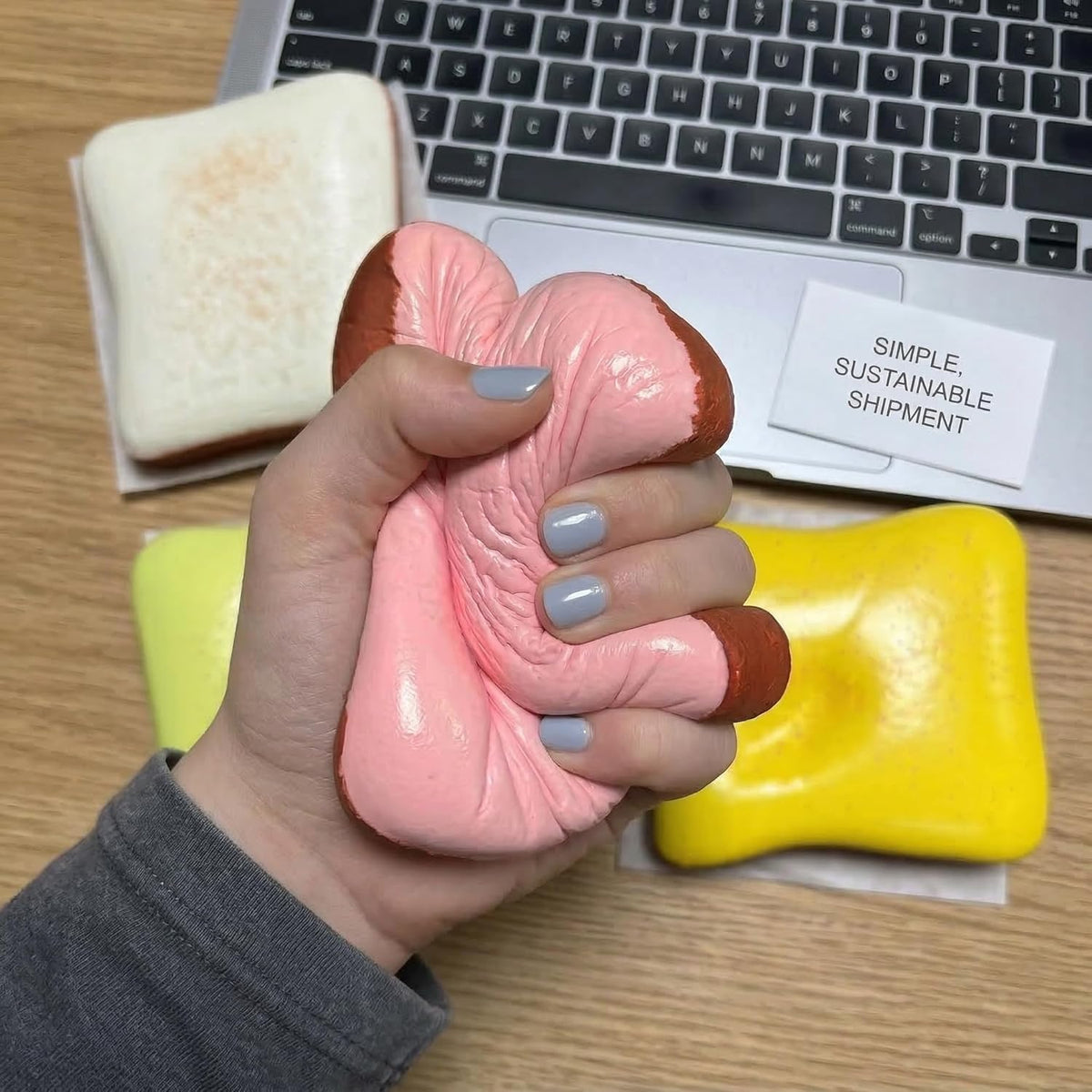 Slow Rising Squishy Butter Bread Squishy, Sensory Fidget Toys for Adults & Teens ADHD Anxiety Relief, Realistic Bread Squishy with Butter Scent, Fun Party Favors & Stocking Stuffers Gift (Pink)