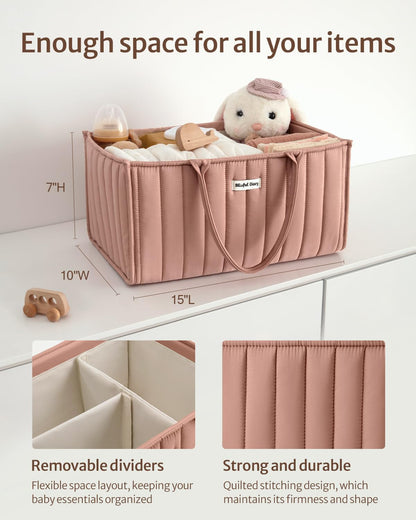 Baby Diaper Caddy Organizer, Nursery Storage, Blush Pink
