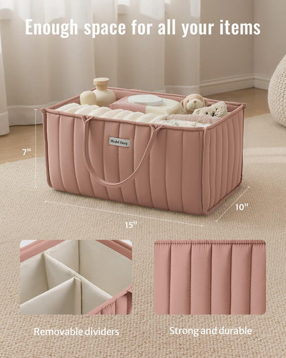Baby Diaper Caddy Organizer, Nursery Storage, Blush Pink