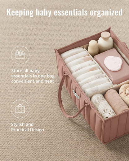 Baby Diaper Caddy Organizer, Nursery Storage, Blush Pink