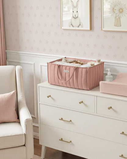 Baby Diaper Caddy Organizer, Nursery Storage, Blush Pink