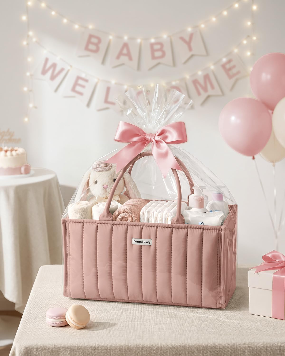 Baby Diaper Caddy Organizer, Nursery Storage, Blush Pink