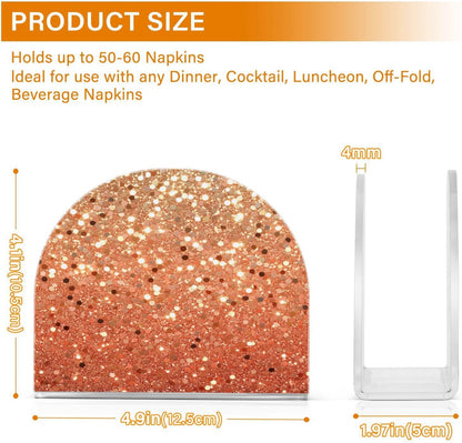 Napkin Holder Peach Coral Gold Flash Gradient Glitter Acrylic Napkins Holder Napkin Dispenser Clear Napkin Holder for Kitchen Table Party Guest Bathroom 2 Pack