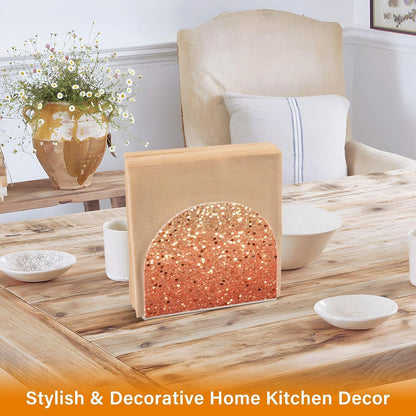 Napkin Holder Peach Coral Gold Flash Gradient Glitter Acrylic Napkins Holder Napkin Dispenser Clear Napkin Holder for Kitchen Table Party Guest Bathroom 2 Pack