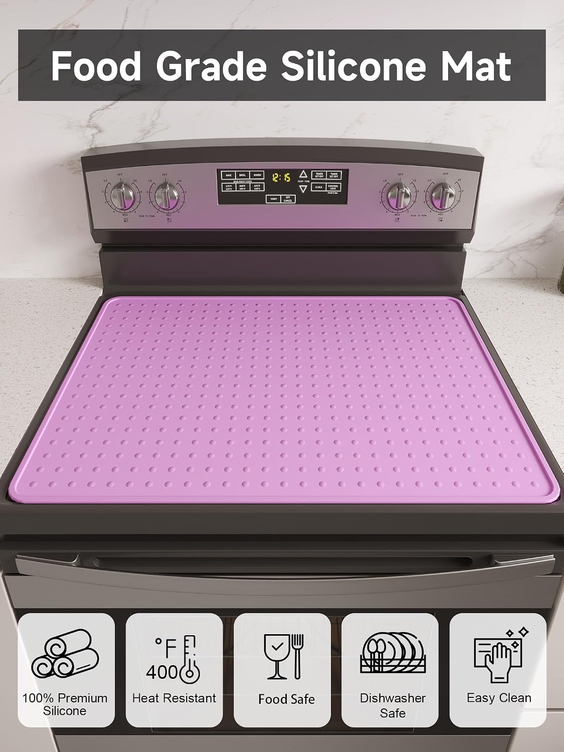 Silicone Stove Top Cover for Electric Stove, Glass Stove Top Cover Protector, Flat Top Range Cover – Double as Dish Drying Mat, Coffee Bar Mat, Kitchen Stove Accessories, 28 x 20 in, Pink