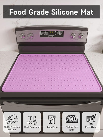 Silicone Stove Top Cover for Electric Stove, Glass Stove Top Cover Protector, Flat Top Range Cover – Double as Dish Drying Mat, Coffee Bar Mat, Kitchen Stove Accessories, 28 x 20 in, Pink