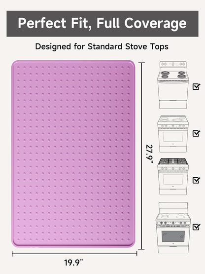 Silicone Stove Top Cover for Electric Stove, Glass Stove Top Cover Protector, Flat Top Range Cover – Double as Dish Drying Mat, Coffee Bar Mat, Kitchen Stove Accessories, 28 x 20 in, Pink