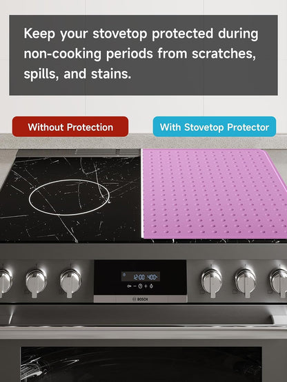 Silicone Stove Top Cover for Electric Stove, Glass Stove Top Cover Protector, Flat Top Range Cover – Double as Dish Drying Mat, Coffee Bar Mat, Kitchen Stove Accessories, 28 x 20 in, Pink