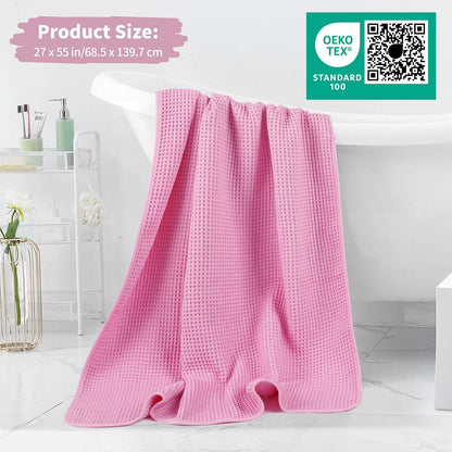 Microfiber Waffle Bath Towels, 4 Pieces, Soft, Absorbent, Fast Drying, Lint Free 430 GSM (27''x55''/68.58 cm x139.7 cm)