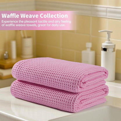 Microfiber Waffle Bath Towels, 4 Pieces, Soft, Absorbent, Fast Drying, Lint Free 430 GSM (27''x55''/68.58 cm x139.7 cm)