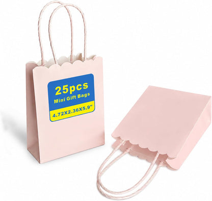 Mini Pink Gift Bags 4.7x5.9x2.3 Inch 25Pcs For Goodie, Party Favor