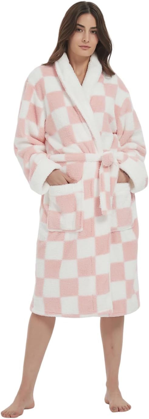 Women Bathrobes Lounger Long Nightgown Adjustable Waist Belt Luxury Petite Robes