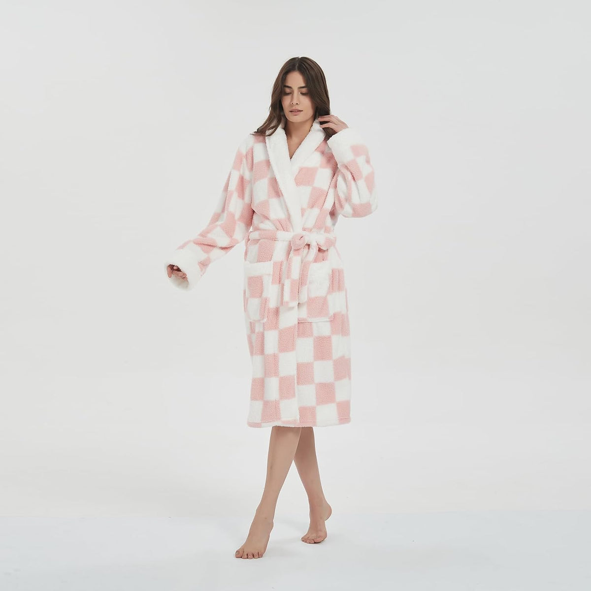 Women Bathrobes Lounger Long Nightgown Adjustable Waist Belt Luxury Petite Robes
