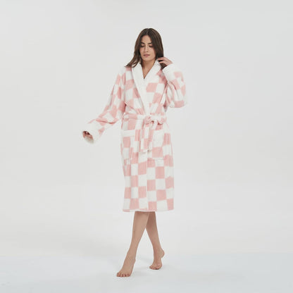 Women Bathrobes Lounger Long Nightgown Adjustable Waist Belt Luxury Petite Robes