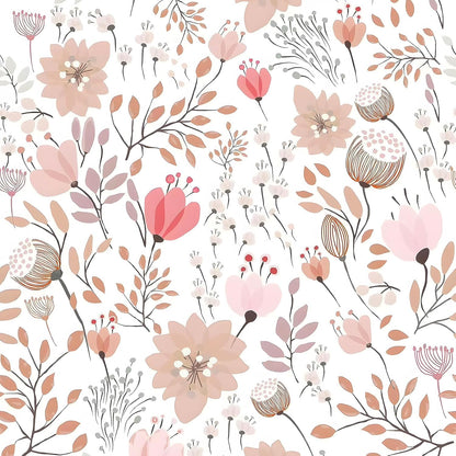 Soft Pastel Pink Floral Wallpaper Stick and Peel Boho Floral Peel and Stick Wallpaper for Bathroom Girls Room Nursery 17.7''x354'' Removable Prepasted Wallpaper Floral Contact Paper for Walls