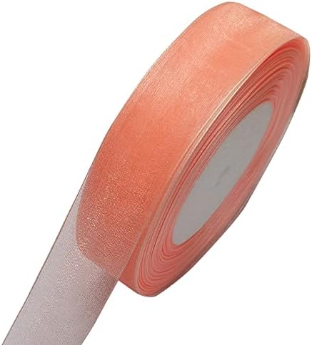 Solid Organza Ribbon 1 Roll 50 Yards Peach 1" (25mm) Craft Bow Party Christmas Decoration Packing Ribbons (Peach, 1"(25mm))