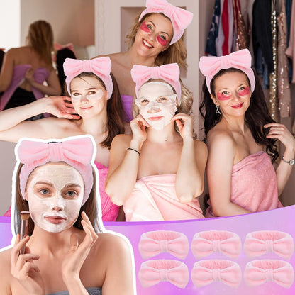 24 Pcs Pink Spa Sleepover Party Supplies 6 Fuzzy Throw Blanket 6 Coral Fleece Headband 6 Eye Mask Covers 6 Gift Bags for Galentines Slumber Sleepover Spa Party Gift(Pink)