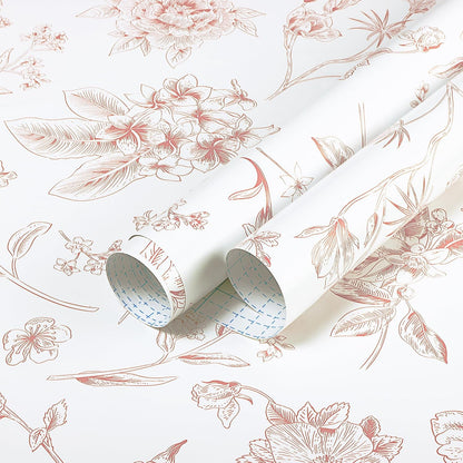 393"x17.3" Pink Peel and Stick Wallpaper Floral Birds Contact Paper Modern Boho Wall Paper Removable Wallpaper Vinyl Rolls