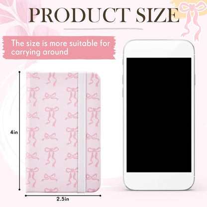 4 Pcs Mini Pocket Hardcover Notebook Pink Bow