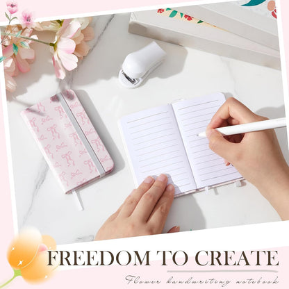 4 Pcs Mini Pocket Hardcover Notebook Pink Bow