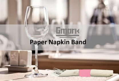Self-Adhesive Pink Paper Napkin Bands (500 Count) - 4.25 x 1.5 Inch Professional Napkin Rings - Self-Sealing Disposable Silverware Wrappers for Restaurants & Formal Events GM1103A