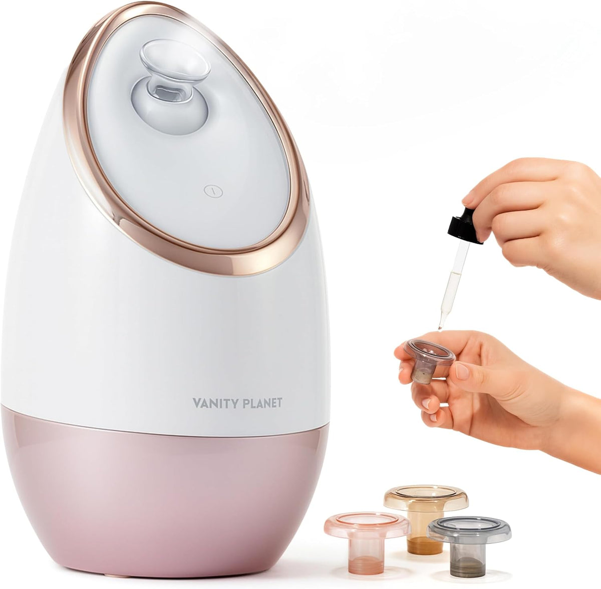 Aira Ionic Facial Steamer (Rose Gold) - Pore Cleaner that Detoxifies, Cleanses and Moisturizes - Adjustable Nozzle, Water Tank with 3 Essential Oil Baskets