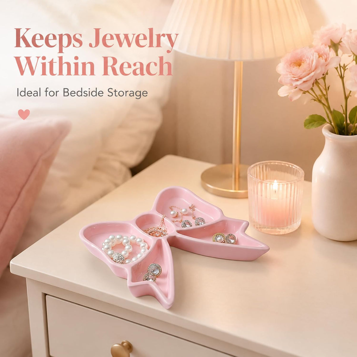 Bow Tray Jewelry Dish Coquette Room Decor