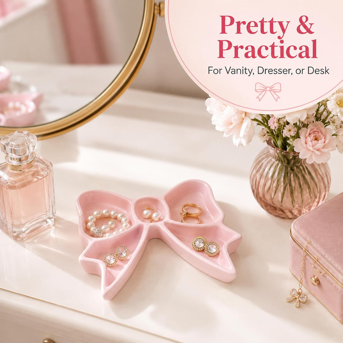 Bow Tray Jewelry Dish Coquette Room Decor
