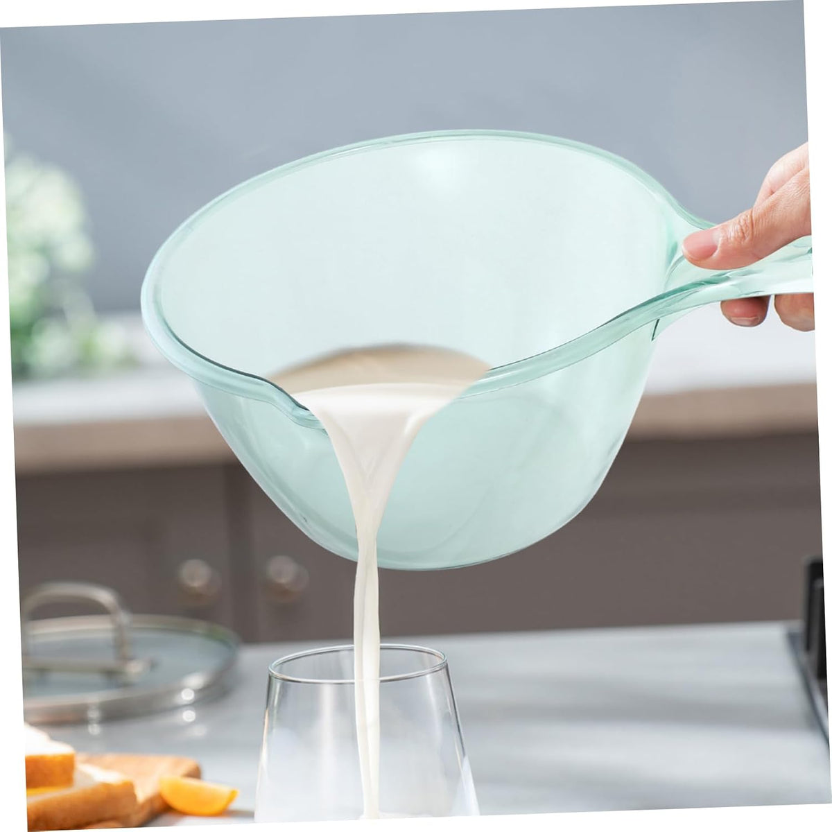 3pcs Thicken Water Ladle for Kitchen and Bath Comfortable Grip Dipper for Fruit Washing and Garden Watering Pink Light Green Brown