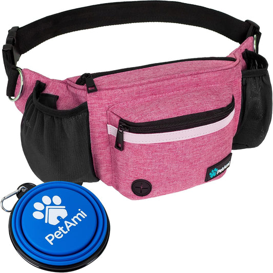 Dog Fanny Pack, Treat Pouch for Dog Walking Training, Pink