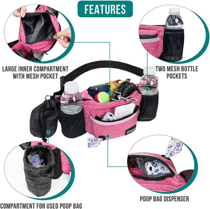 Dog Fanny Pack, Treat Pouch for Dog Walking Training, Pink