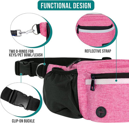 Dog Fanny Pack, Treat Pouch for Dog Walking Training, Pink