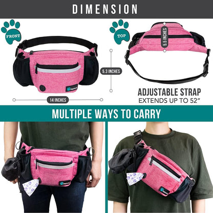 Dog Fanny Pack, Treat Pouch for Dog Walking Training, Pink
