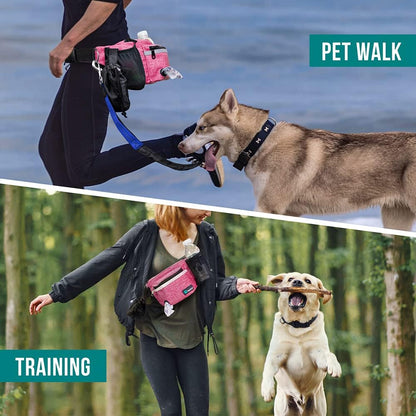 Dog Fanny Pack, Treat Pouch for Dog Walking Training, Pink