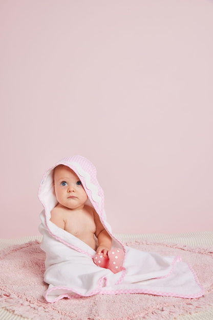 Children's Pink Gingham Hooded Towel