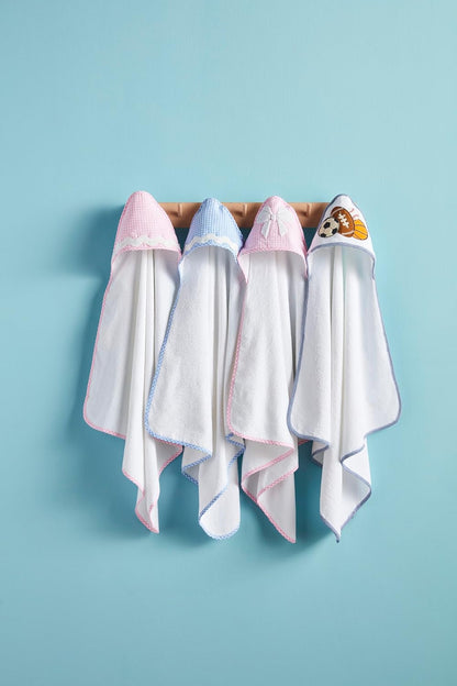 Children's Pink Gingham Hooded Towel