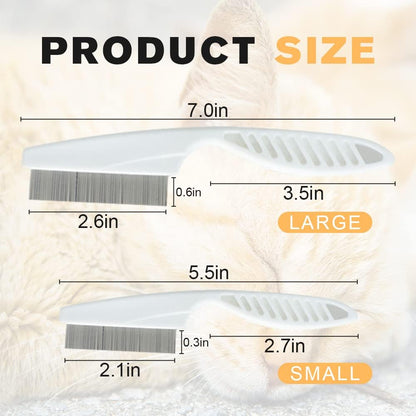 2 Pack Multifunctional Pet Comb, Upgrade Pet Grooming Brush Fine Magic Tear Stain Removal, Fine-Tooth Stainless Massage Comb Kit for Small Puppies and Dogs (Pink)