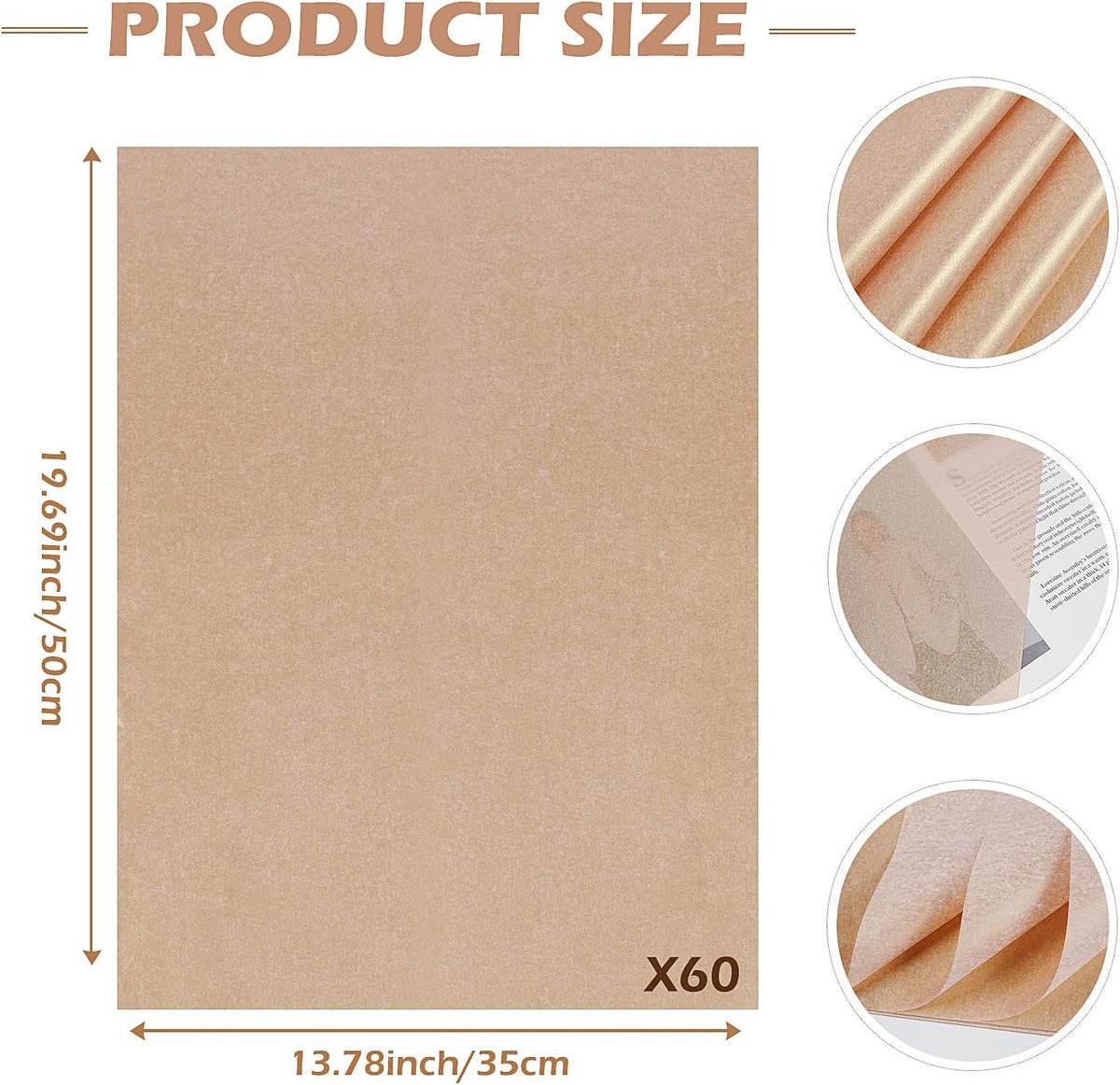 Metallic Rose Gold Tissue Paper, 60 Sheets Shiny Rose Gold Tissue Paper Sheets for Gift Bags Crafts Wrapping Gifts Packaging, Tissue Paper Bulk for Girls Women Birthday Wedding Baby Shower Party
