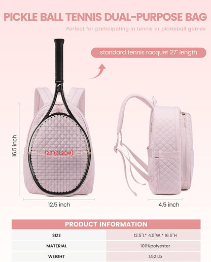 Tennis Bags for Women, Quilted Pickleball Tennis Racket Bag Backpack