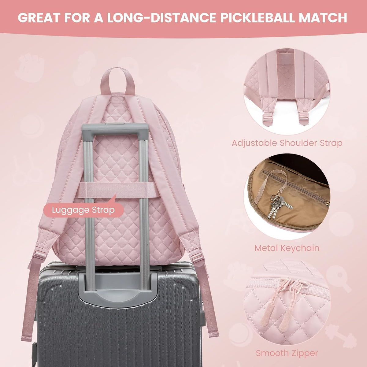 Tennis Bags for Women, Quilted Pickleball Tennis Racket Bag Backpack