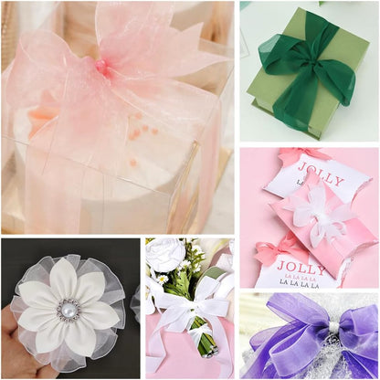 Pink Ribbon for Flower Bouquet 1 Inch 50 Yards Sheer Mothers Day Gift Basket Ribbon Tulle Ribbon for Gift Wrapping Ribbons for Crafts Ribbon for Hair Thin Ribbon for Wedding Decorations Party