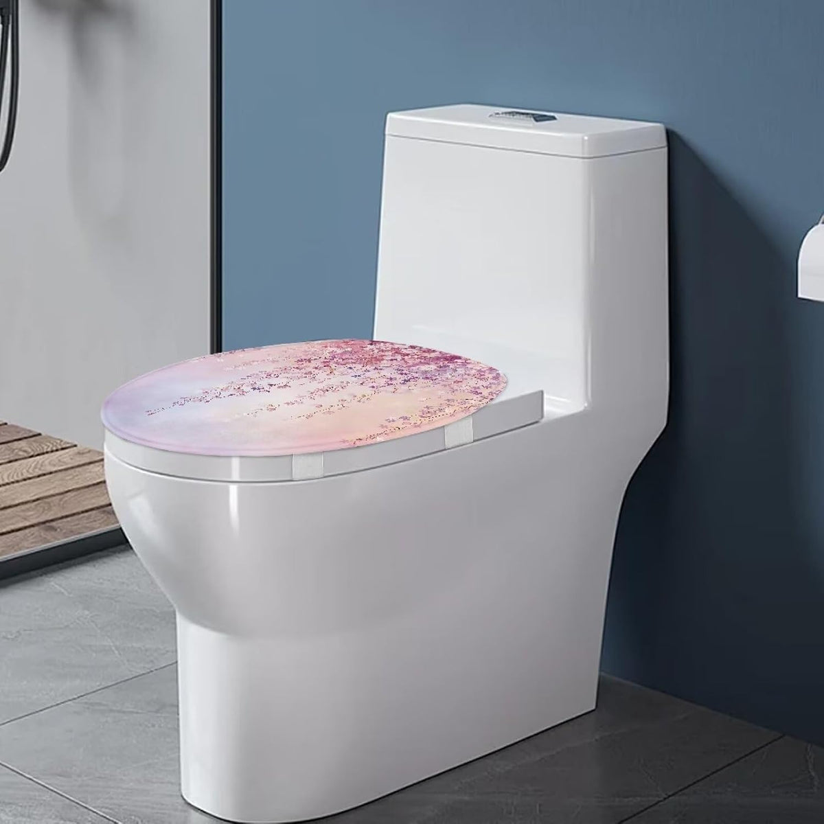 Pink Floral Toilet Cover Soft Plush Seat Covers Fits Most Toilet Lids Toilet Lid Cover Easy to Clean Comfortable Bathroom Toilet Lid Cover Seat