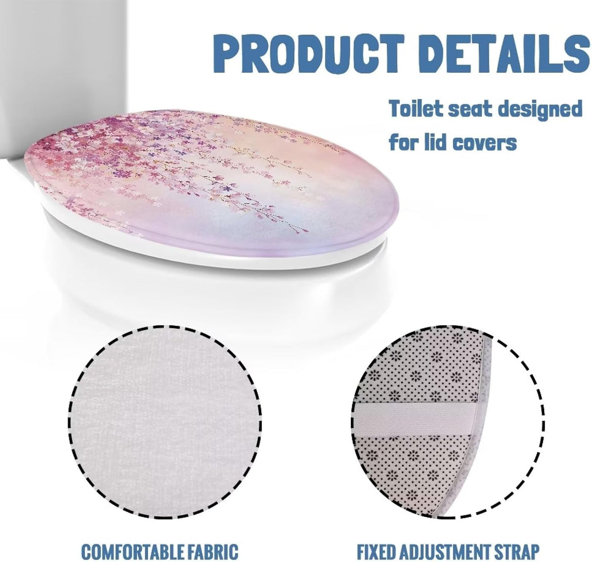 Pink Floral Toilet Cover Soft Plush Seat Covers Fits Most Toilet Lids Toilet Lid Cover Easy to Clean Comfortable Bathroom Toilet Lid Cover Seat