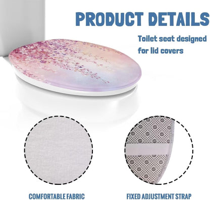 Pink Floral Toilet Cover Soft Plush Seat Covers Fits Most Toilet Lids Toilet Lid Cover Easy to Clean Comfortable Bathroom Toilet Lid Cover Seat