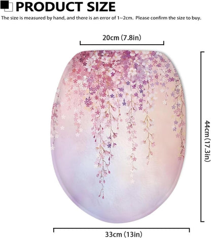 Pink Floral Toilet Cover Soft Plush Seat Covers Fits Most Toilet Lids Toilet Lid Cover Easy to Clean Comfortable Bathroom Toilet Lid Cover Seat